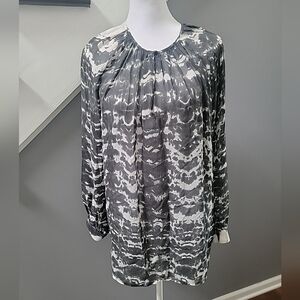 FIFTEEN TWENTY Women's 100% Silk Casual Career Patterned Top Size L Made In USA